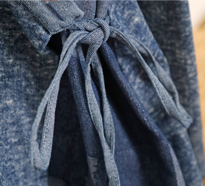 Autumn Indigo Dye Denim Cardigan With Printed Oversized by Thebesttailor