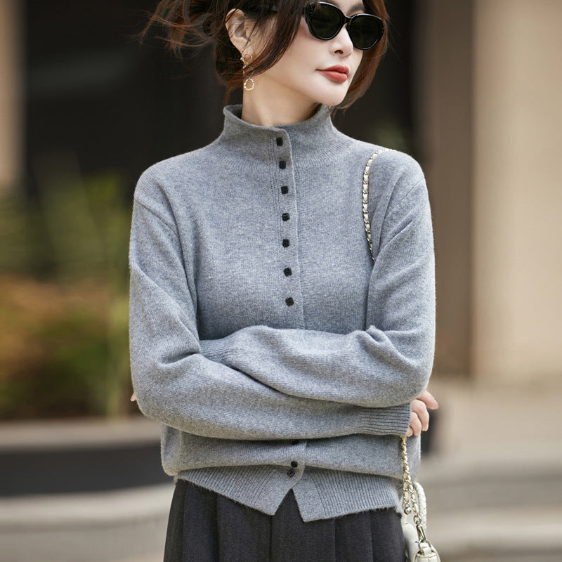 Soft and Warm Wool Button-Up Knit Sweater