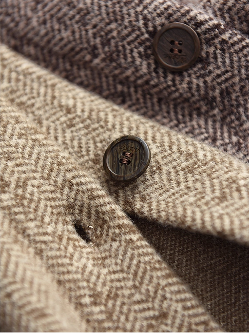 winter wool herringbone pattern jacket with hood womens