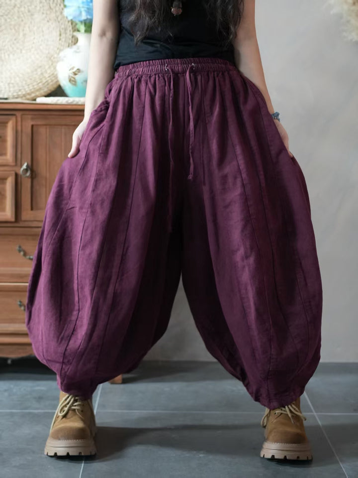 Autumn Linen Casual Original Buttoned Harem Pants