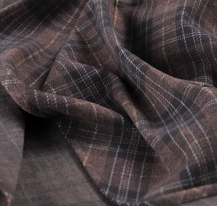 Women's winter plaid irregular wool coat