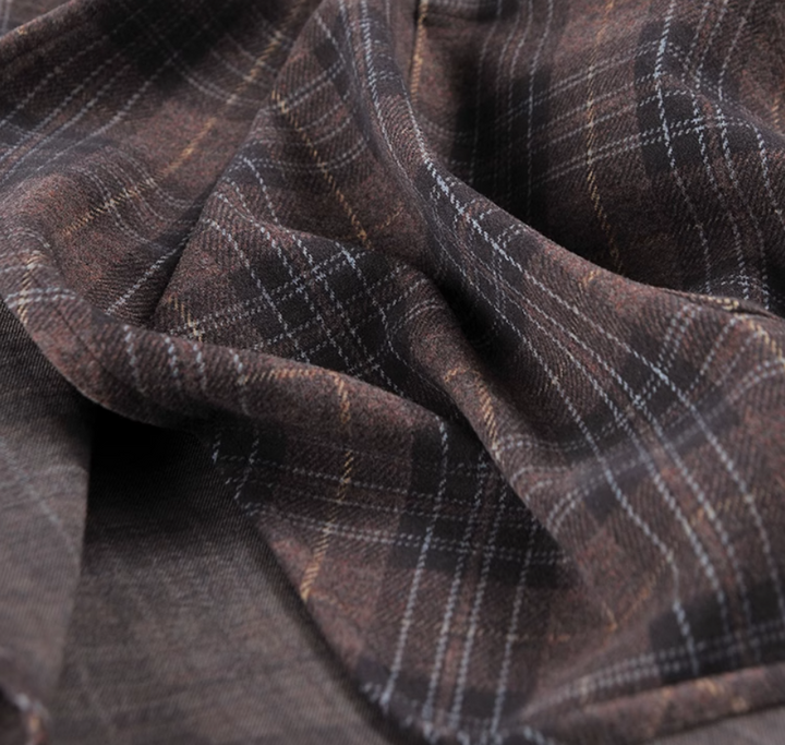 Women's winter plaid irregular wool coat