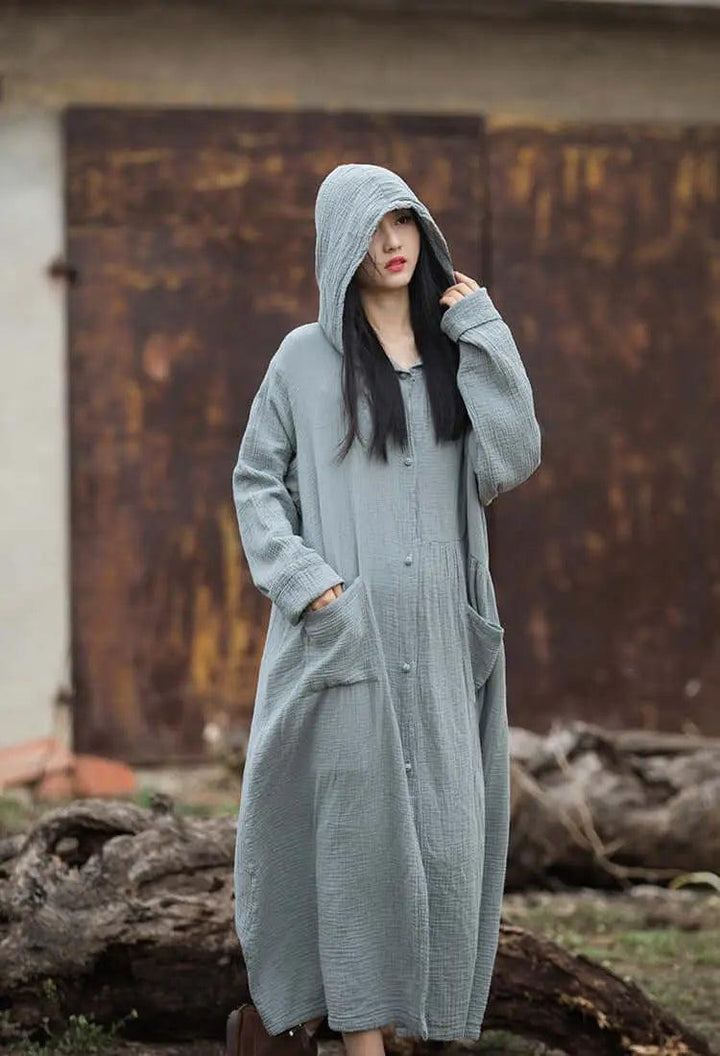 Vintage Autumn Khaki Cotton Witch Robe Dress for Women-Women's coat-Thebesttailor-Thebesttailor