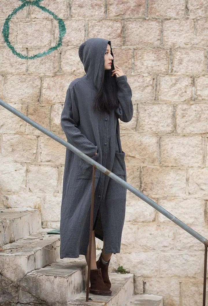 Vintage Autumn Khaki Cotton Witch Robe Dress for Women-Women's coat-Thebesttailor-Thebesttailor