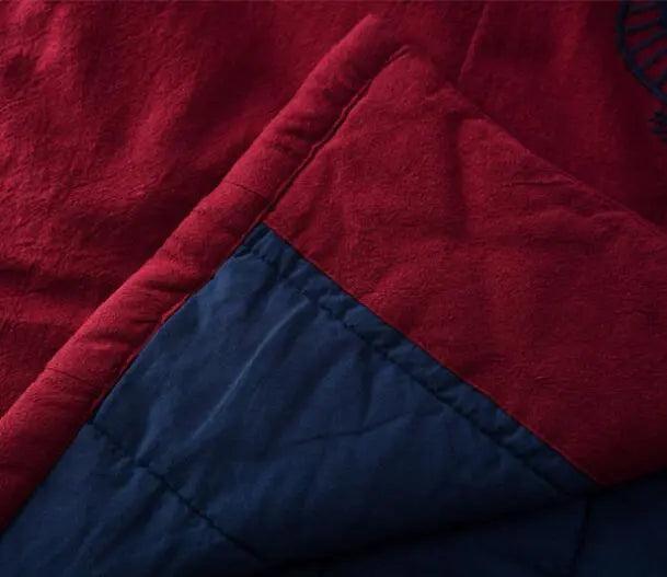 Burgundy Linen and Cotton Padded Winter Coat for Women-Women's coat-Thebesttailor-Thebesttailor
