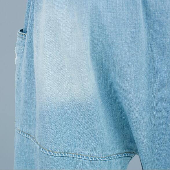 Women's summer blue denim casual pants with pockets pencil pants-Women's pants-Thebesttailor-Thebesttailor