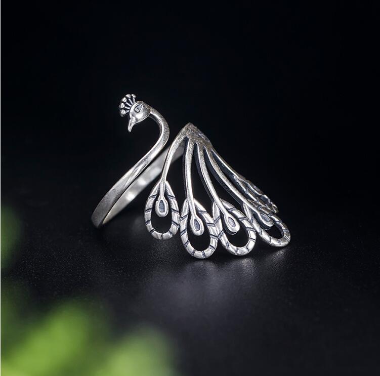 Silver Peacock Ring  
