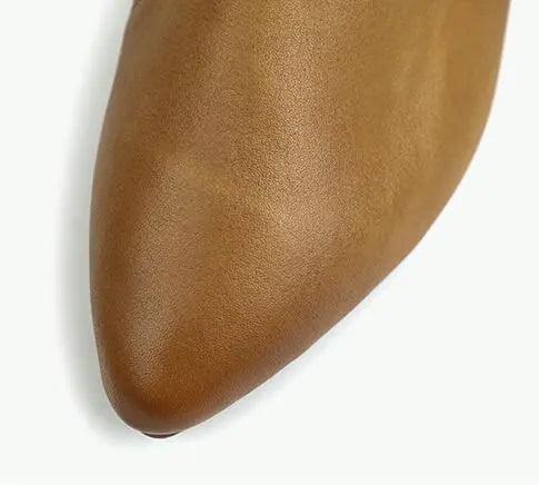 Khaki Leather Flats: Versatile and Chic Footwear for Women-FLAT SHOES-Thebesttailor-Thebesttailor