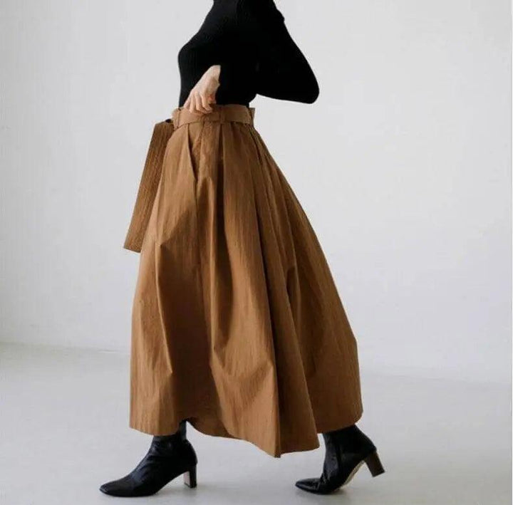 pants that look like skirt Cotton Culottes - Wide Leg Pants-Women's pants-Thebesttailor-Thebesttailor
