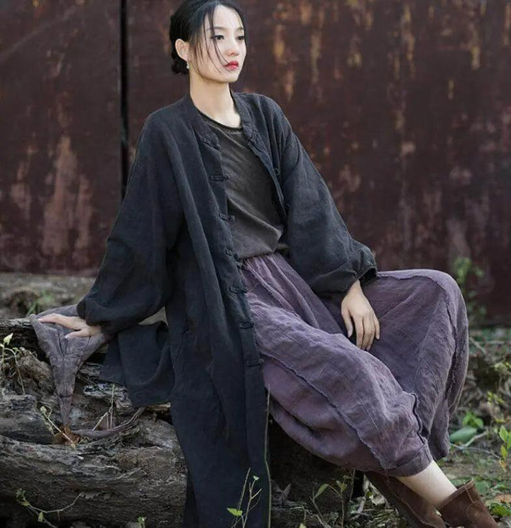 Vintage Linen Shirt for Women's Spring Style and Comfort-Women's Shirt-Thebesttailor-Thebesttailor