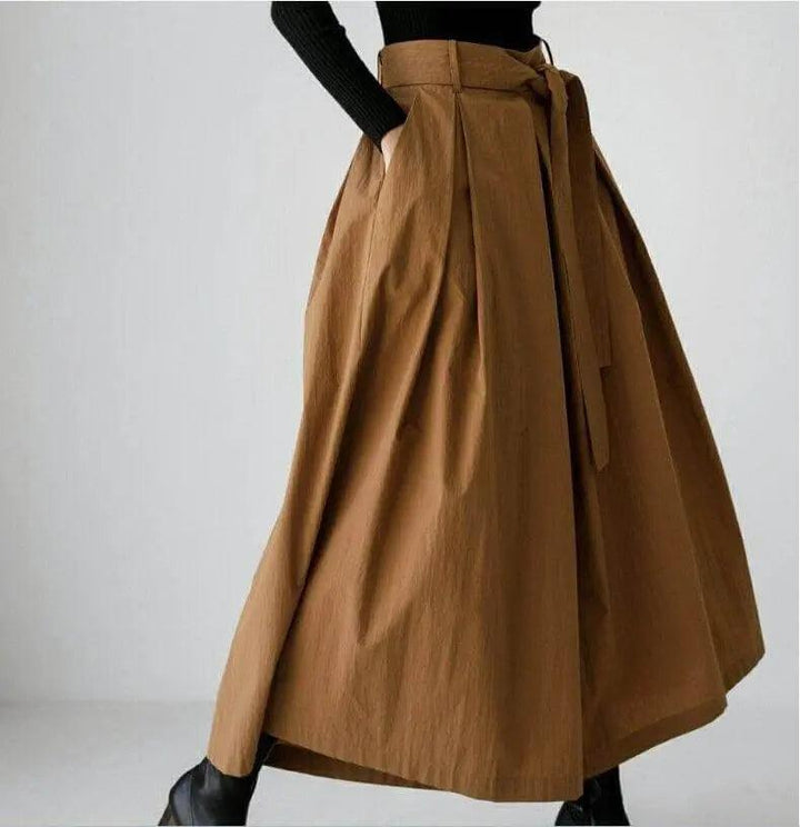 pants that look like skirt Cotton Culottes - Wide Leg Pants-Women's pants-Thebesttailor-Thebesttailor