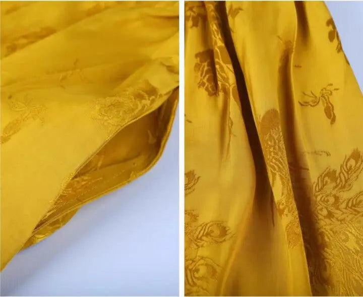 Maxi Skirt for Women's Summer Prom Yellow Jacquard Skirt-Women's Skirts-Thebesttailor-Thebesttailor