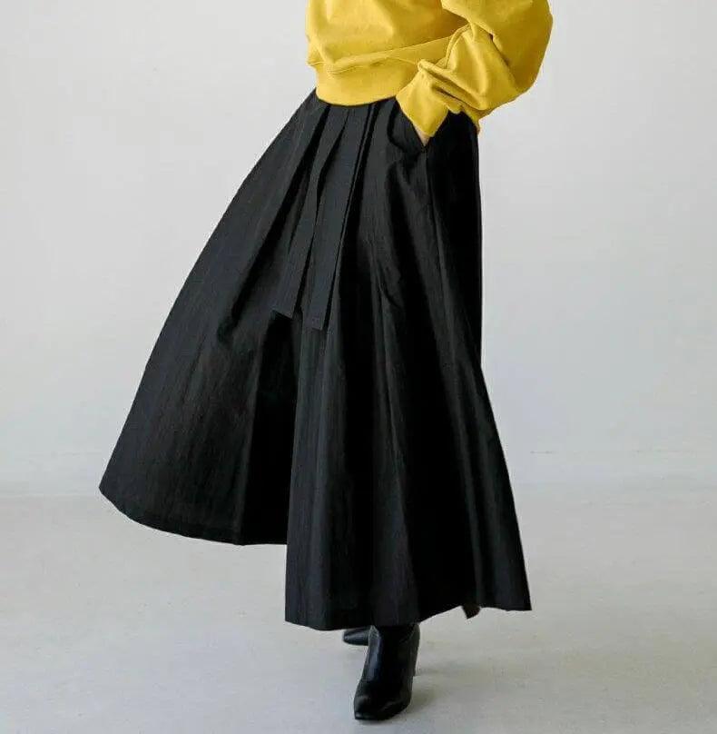pants that look like skirt Cotton Culottes - Wide Leg Pants-Women's pants-Thebesttailor-Thebesttailor