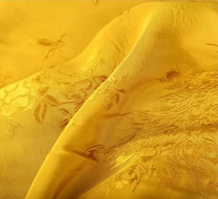 Maxi Skirt for Women's Summer Prom Yellow Jacquard Skirt-Women's Skirts-Thebesttailor-Thebesttailor