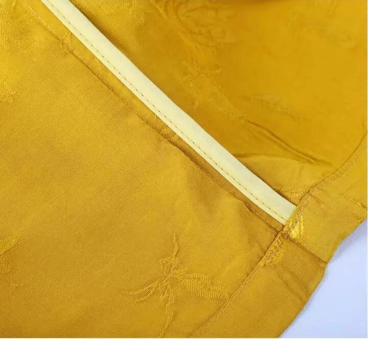 Maxi Skirt for Women's Summer Prom Yellow Jacquard Skirt-Women's Skirts-Thebesttailor-Thebesttailor