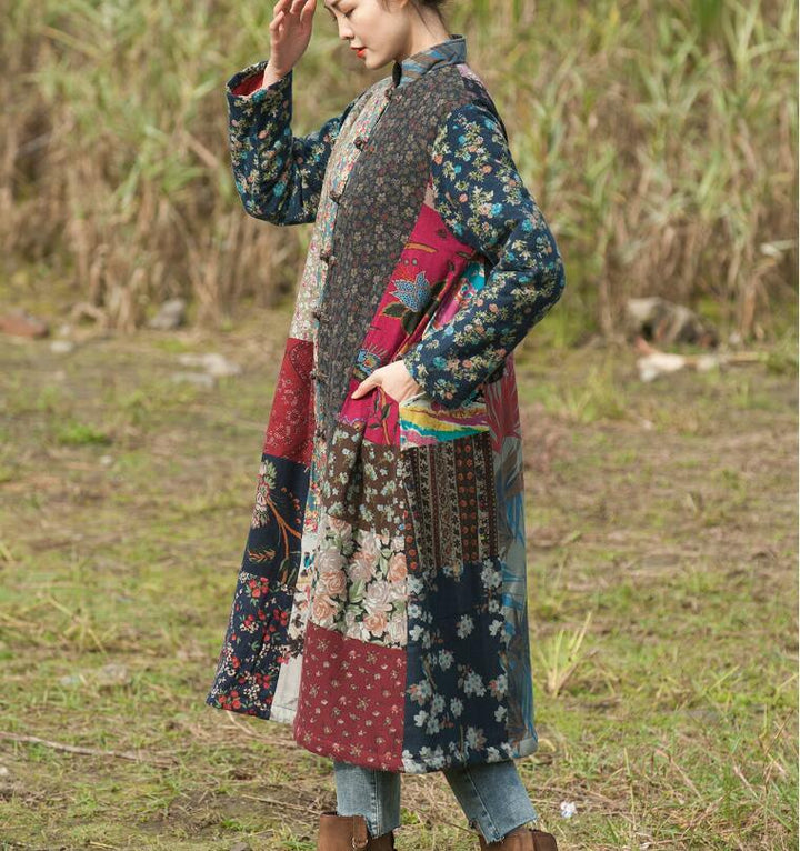 Bohemian cotton women's winter long coat-Women's Shirt-Thebesttailor-Thebesttailor