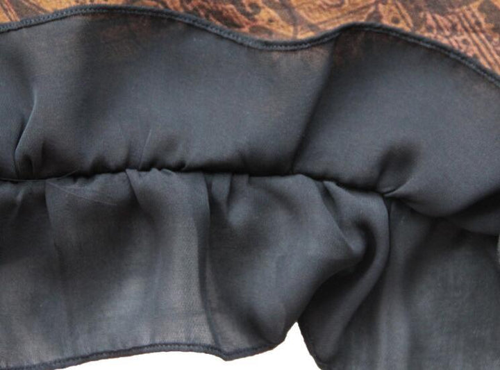 Retro Brown Cotton Bat Sleeve Maxi Dress for Women-Women's dress-Thebesttailor-Thebesttailor
