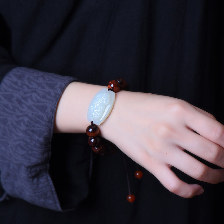 Natural Green Jade Pixiu Beaded Bracelet for Wealth and Protection