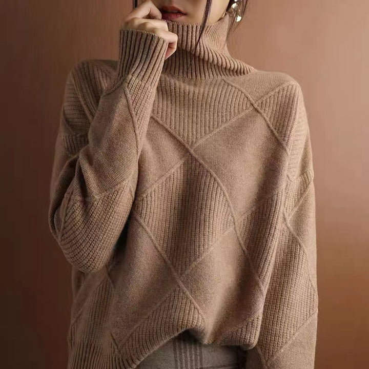 Fall/Winter High-Neck Pullover Knit Sweater