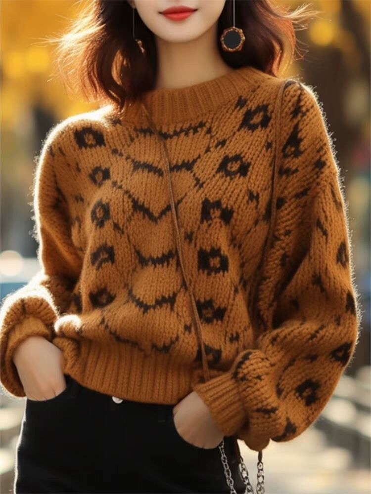Yellow thermal cotton Chunky Knit Sweater for women