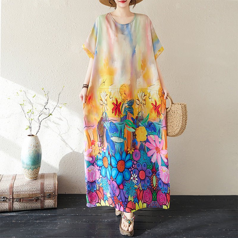 Beach Dress For Women Half Sleeve Floral Summer Dress by Thebesttailor