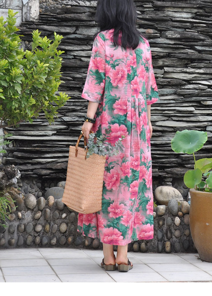 vintage-linen-floral-summer-dress-for-women by Thebesttailor