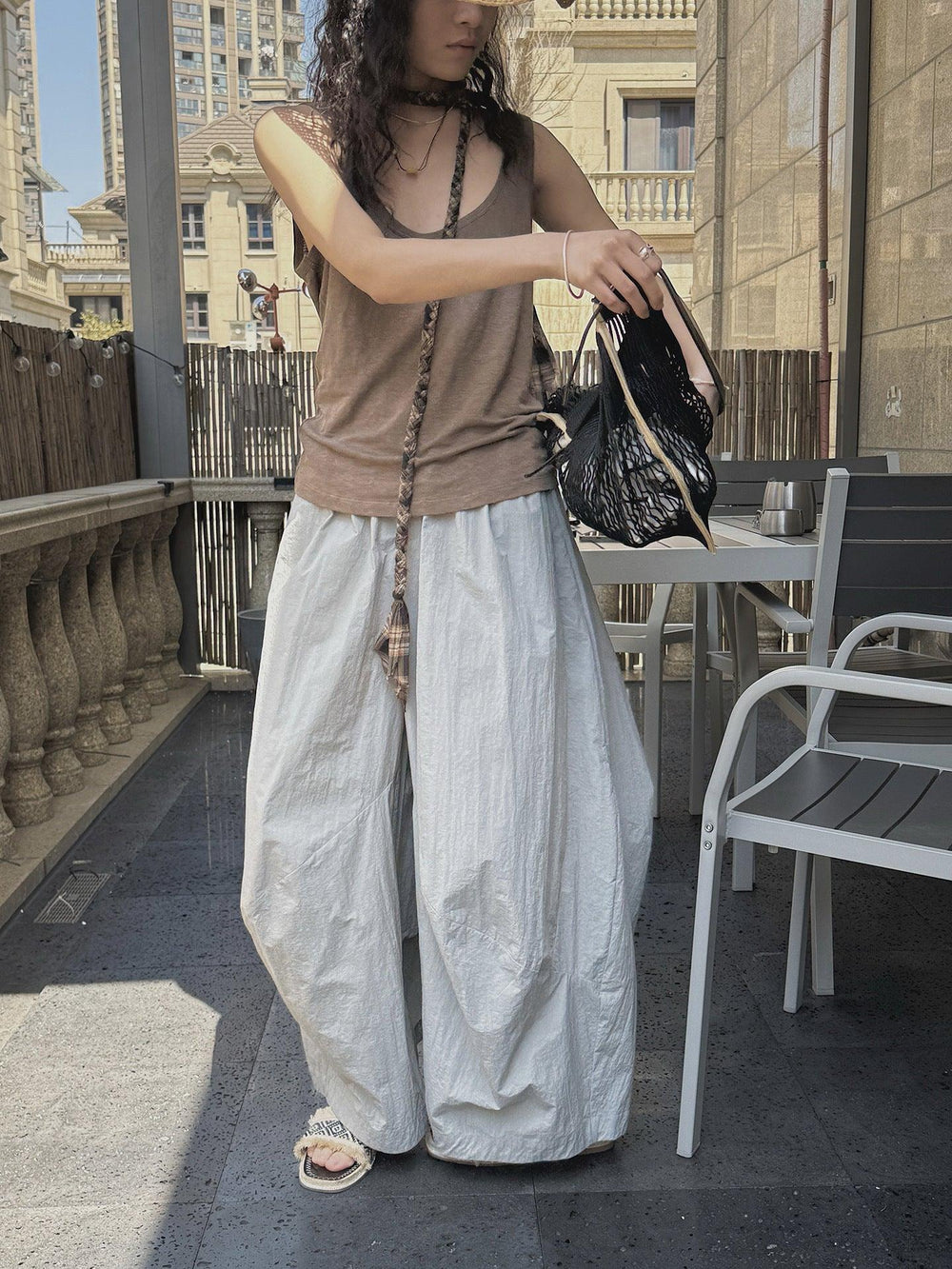 Cotton Casual Long Wide Leg Harem Pants Maxi Trousers by Thebesttailor