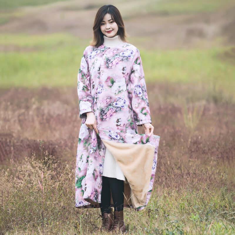 Dress for women Plus velvet dress Coat Linen ladies winter dress by Thebesttailor