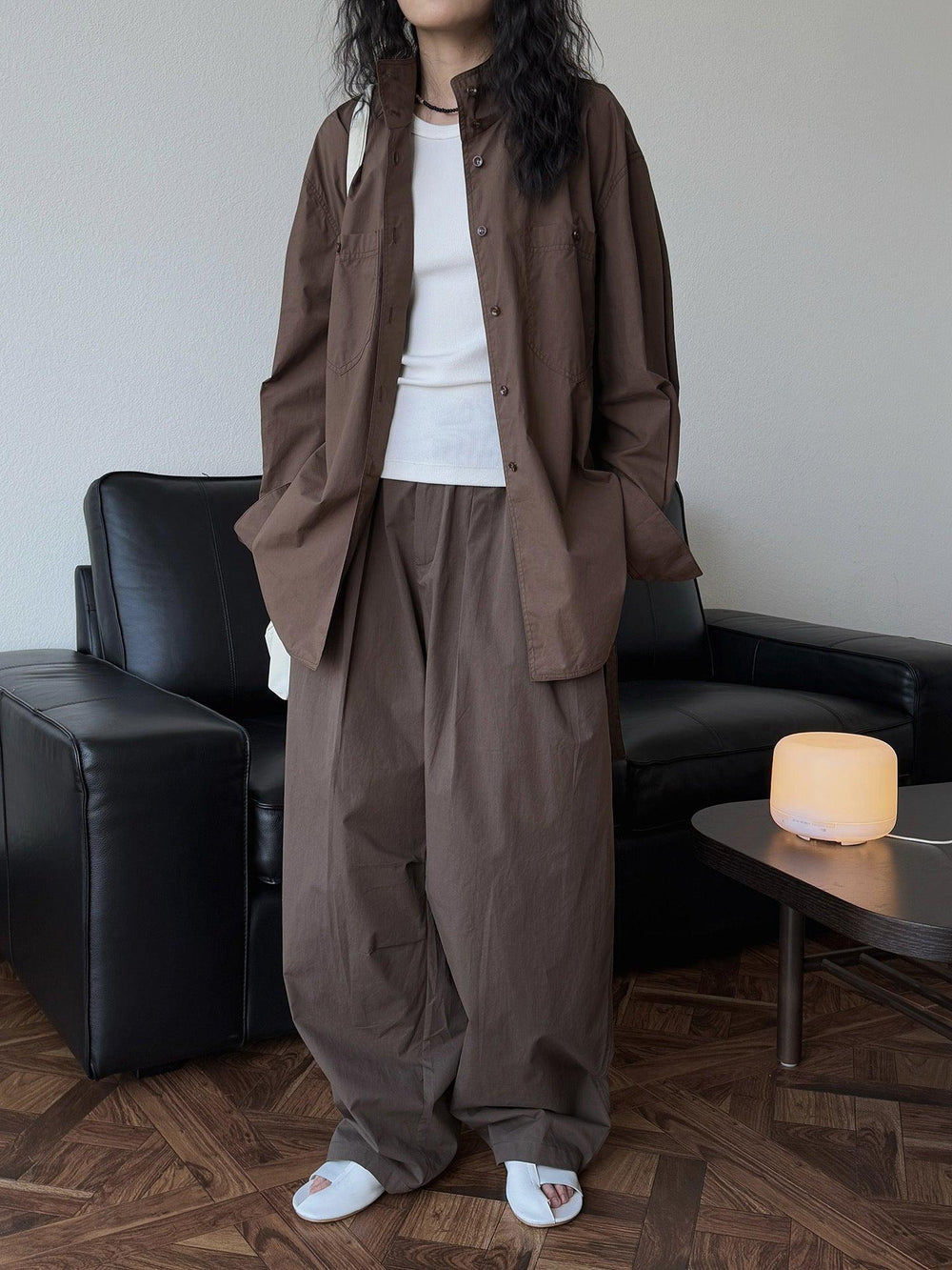 High Collar Cotton Long Sleeve Single-Breasted Shirt Women by Thebesttailor