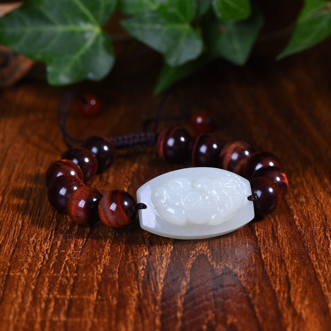 Natural Green Jade Pixiu Beaded Bracelet for Wealth and Protection