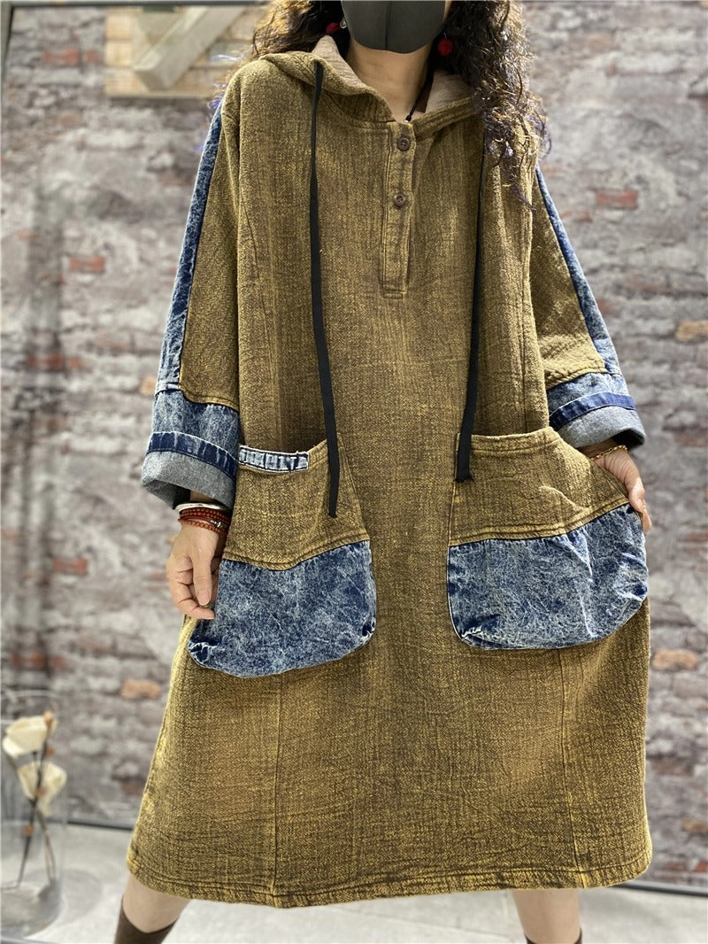 denim dress women Hippy Clothing Hippie Dress hooded dress