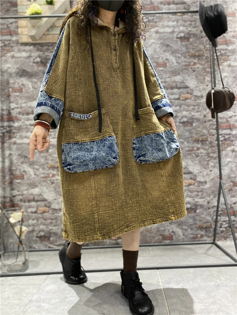 denim dress women Hippy Clothing Hippie Dress hooded dress