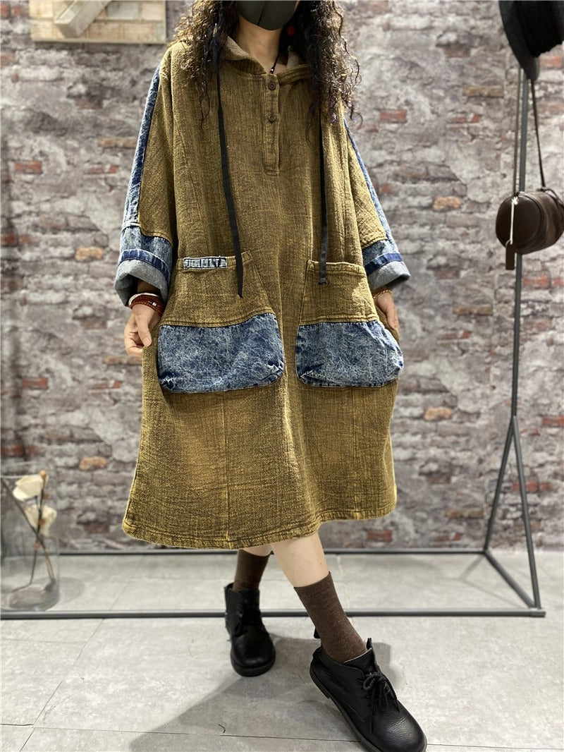denim dress women Hippy Clothing Hippie Dress hooded dress