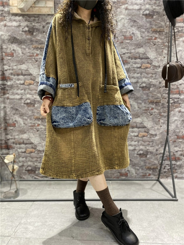 denim dress women Hippy Clothing Hippie Dress hooded dress