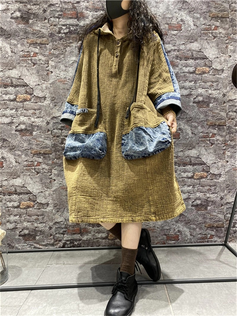 denim dress women Hippy Clothing Hippie Dress hooded dress