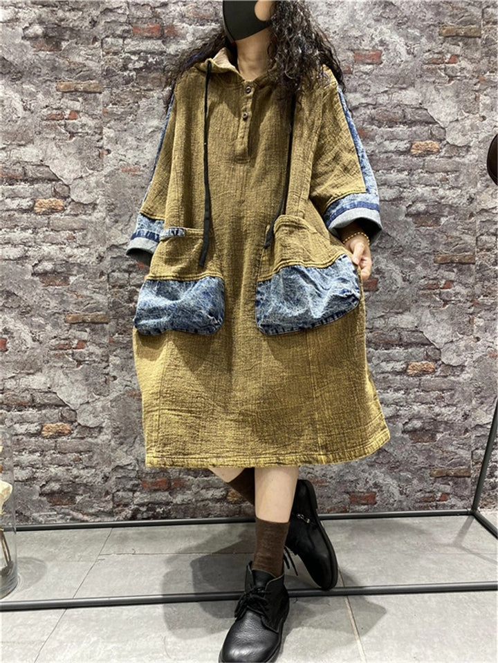 denim dress women Hippy Clothing Hippie Dress hooded dress