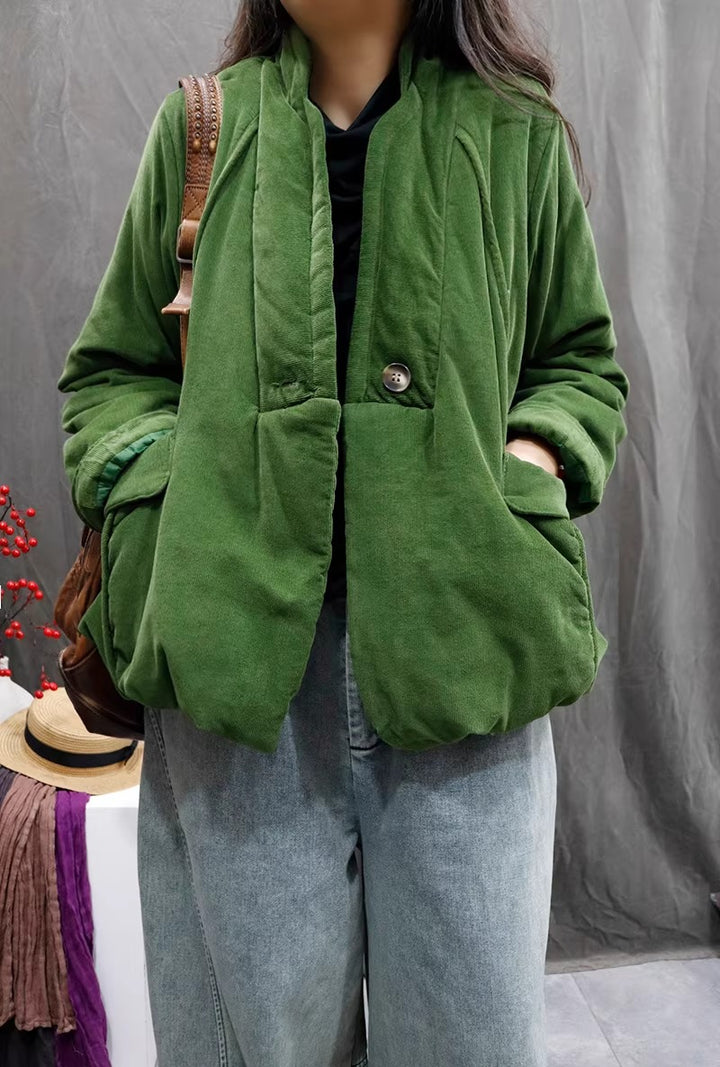 Women's Corduroy Thick Short Quilted Jacket