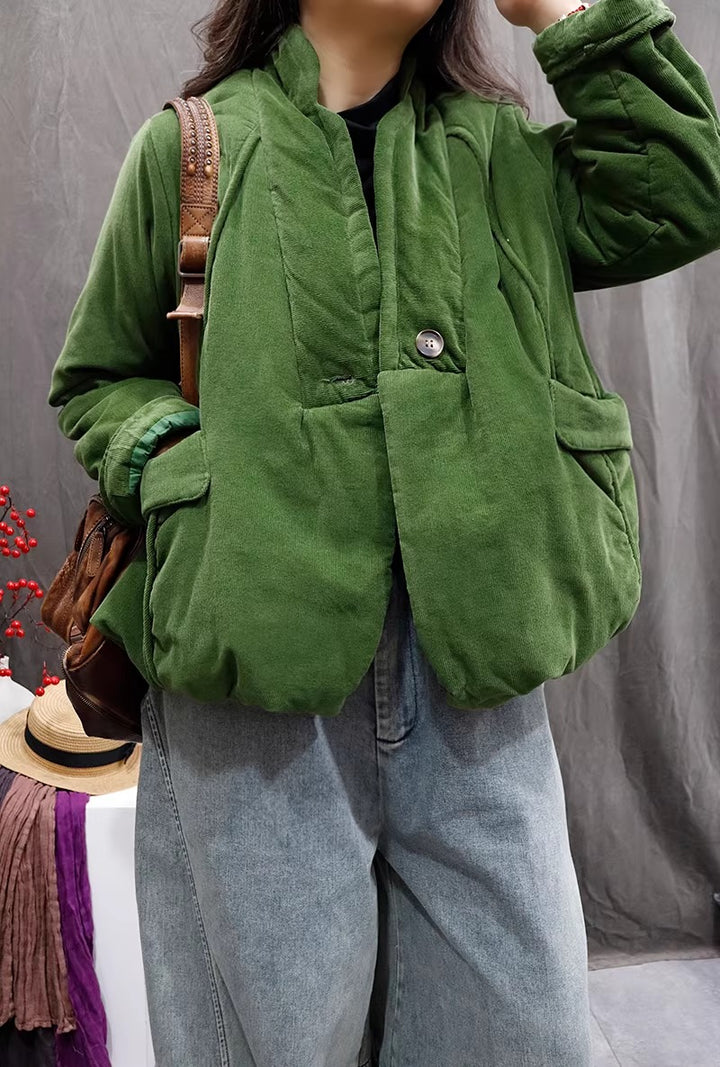 Women's Corduroy Thick Short Quilted Jacket
