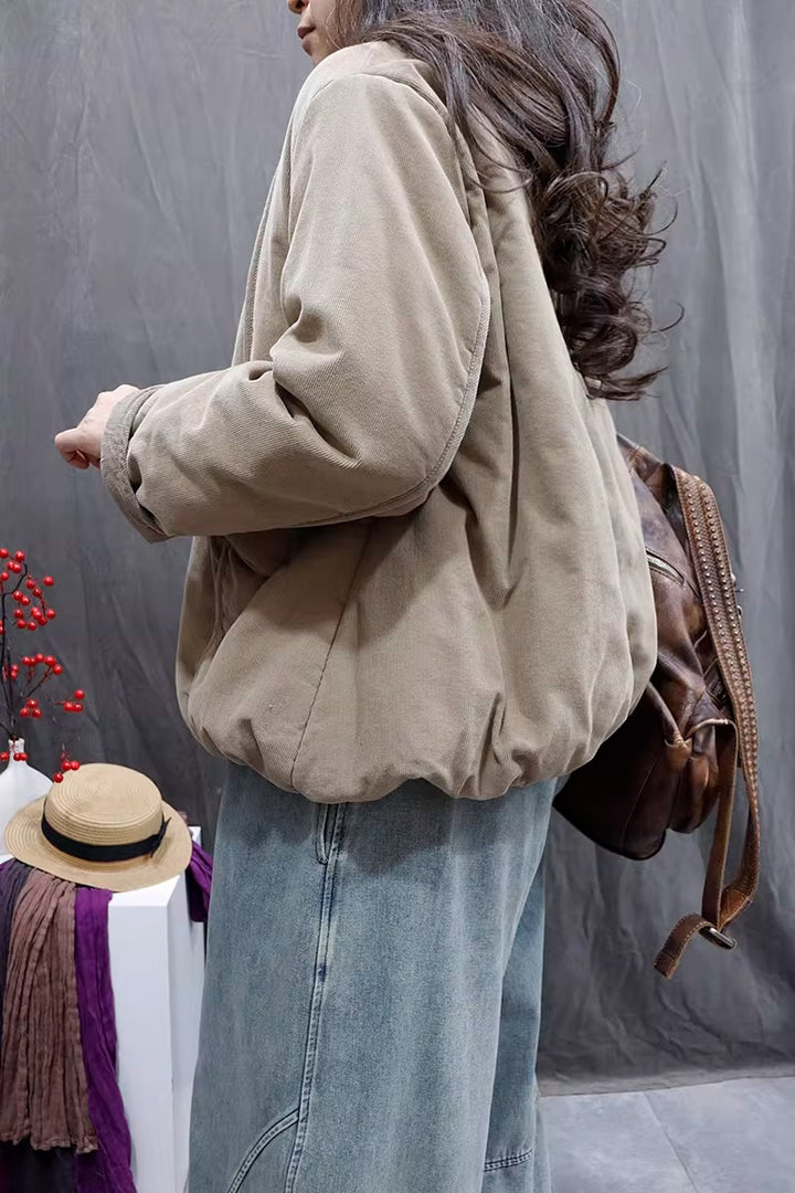 Women's Corduroy Thick Short Quilted Jacket