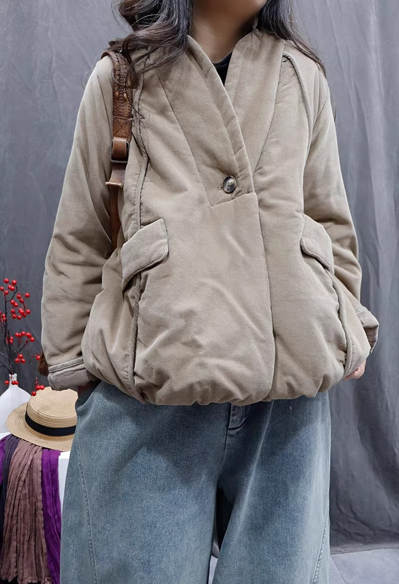 Women's Corduroy Thick Short Quilted Jacket