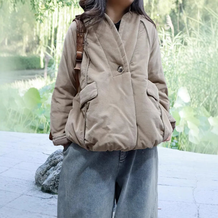 Women's Corduroy Thick Short Quilted Jacket