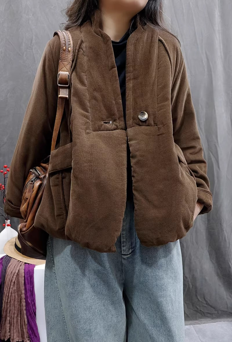 Women's Corduroy Thick Short Quilted Jacket