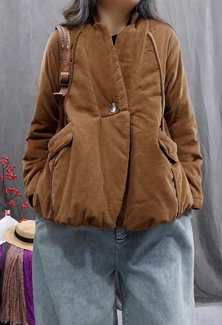 Women's Corduroy Thick Short Quilted Jacket