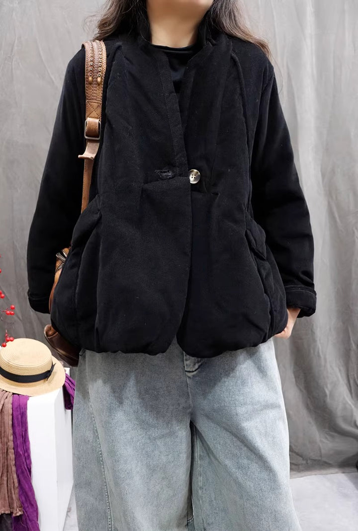 Women's Corduroy Thick Short Quilted Jacket