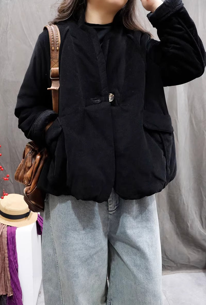 Women's Corduroy Thick Short Quilted Jacket