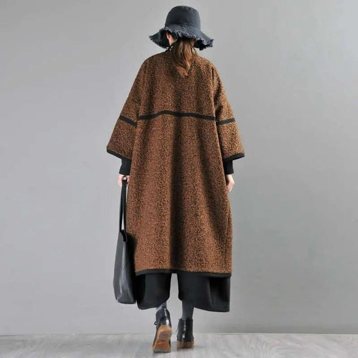 Women's Spring Brown Wool Midi Winter Coat-Women's coat-Thebesttailor-Thebesttailor
