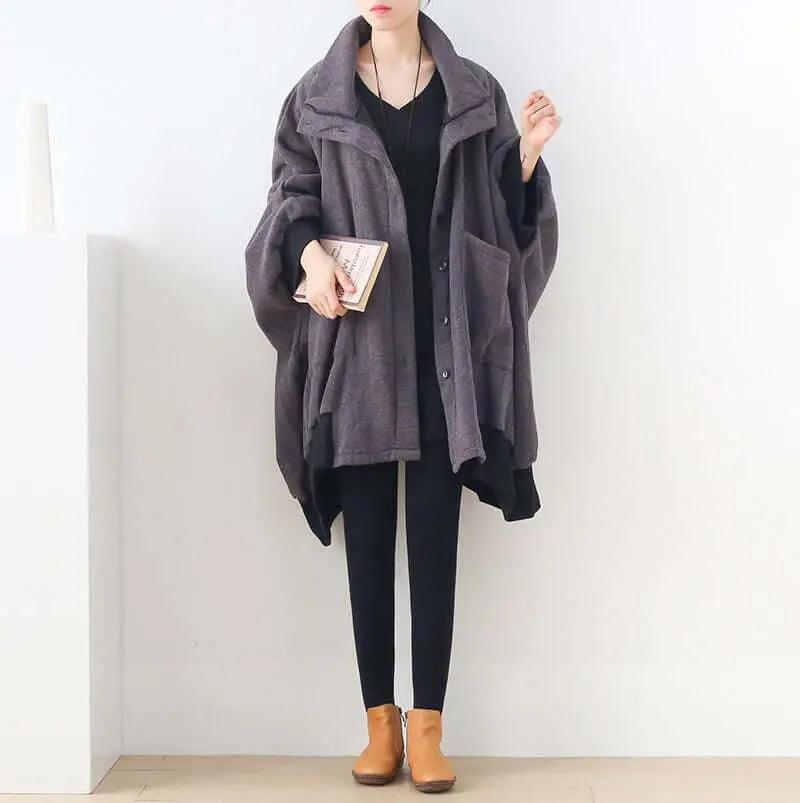 Elegant Vintage Winter Jacket with Oversized Fit-Women's coat-Thebesttailor-Thebesttailor