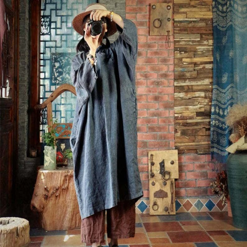 vintage robe dress Kaftan Dress, Maxi With Pockets