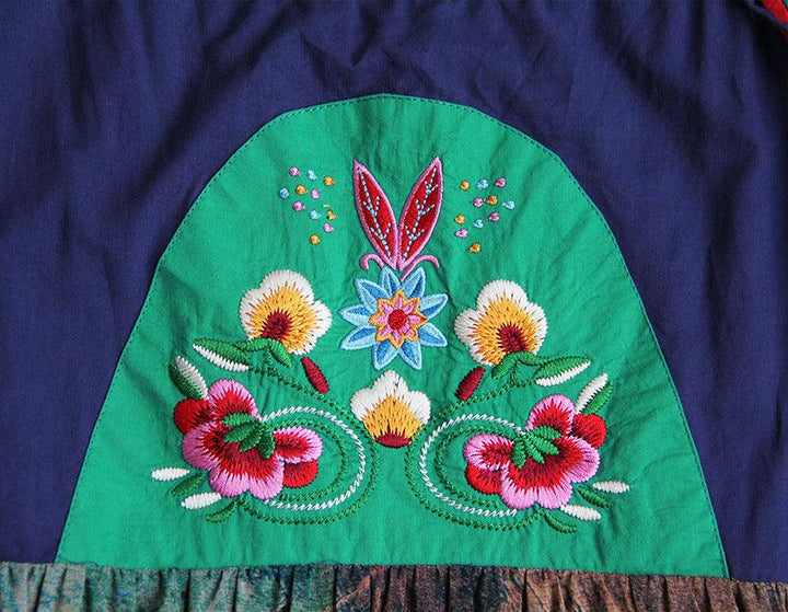 Bohemian Embroidered Sling Maxi Dress for Casual Beach Wear-Women's dress-Thebesttailor-Thebesttailor