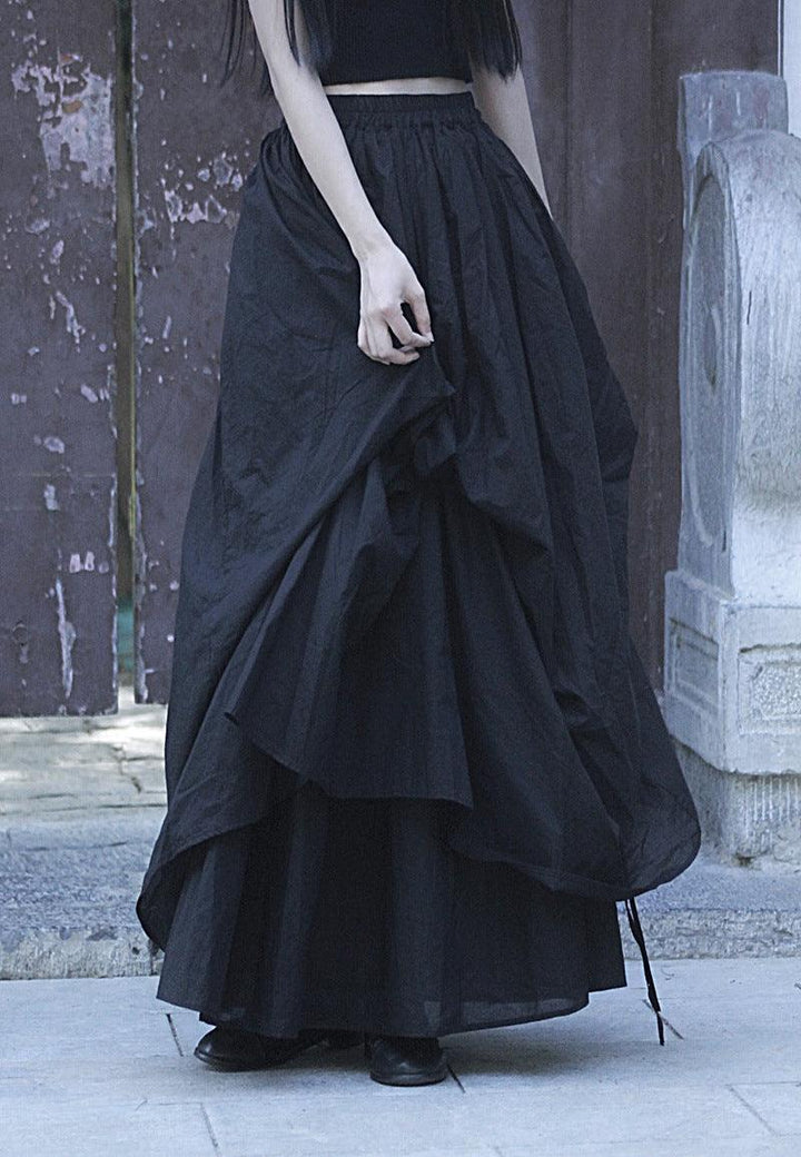 Women's Asymmetric Linen Gothic Maxi Skirt - Avantgarde A-line Long Party Skirt-Women's pants-Thebesttailor-Thebesttailor